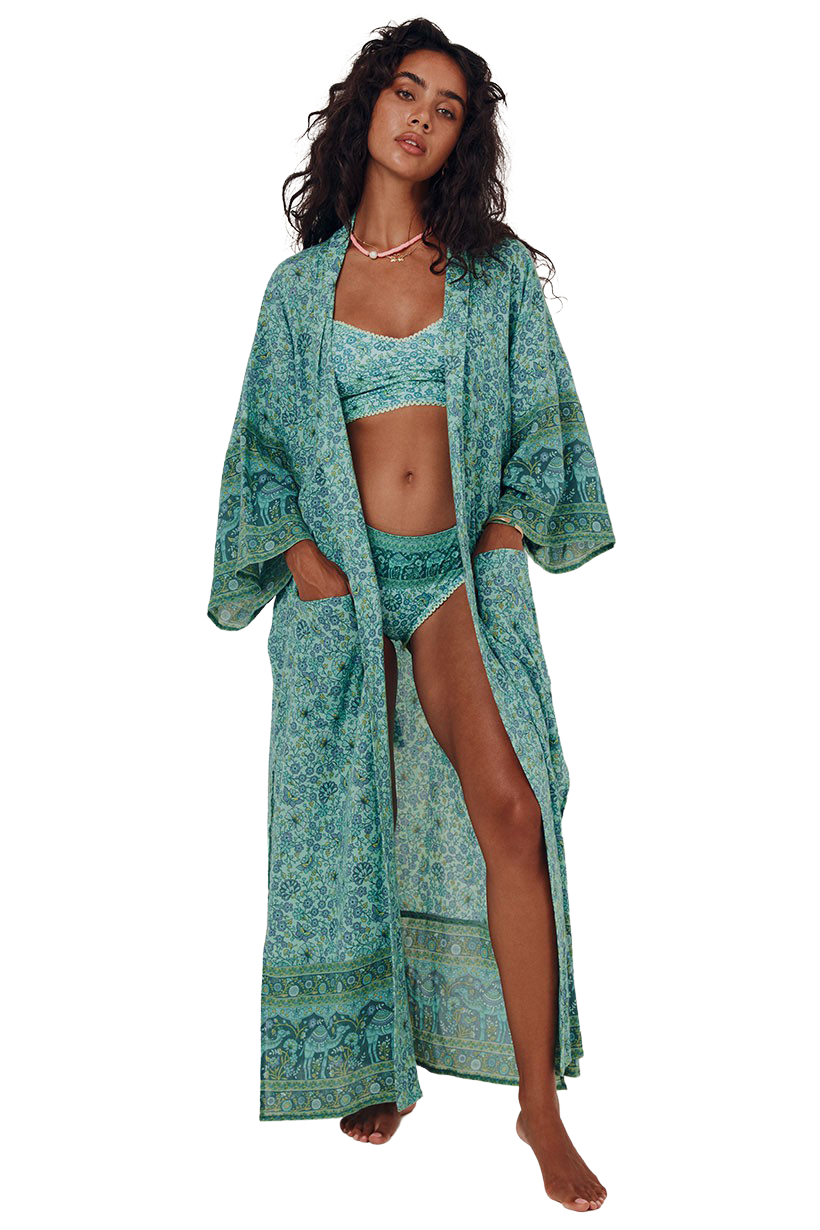 Turquoise Sundown Maxi Robe