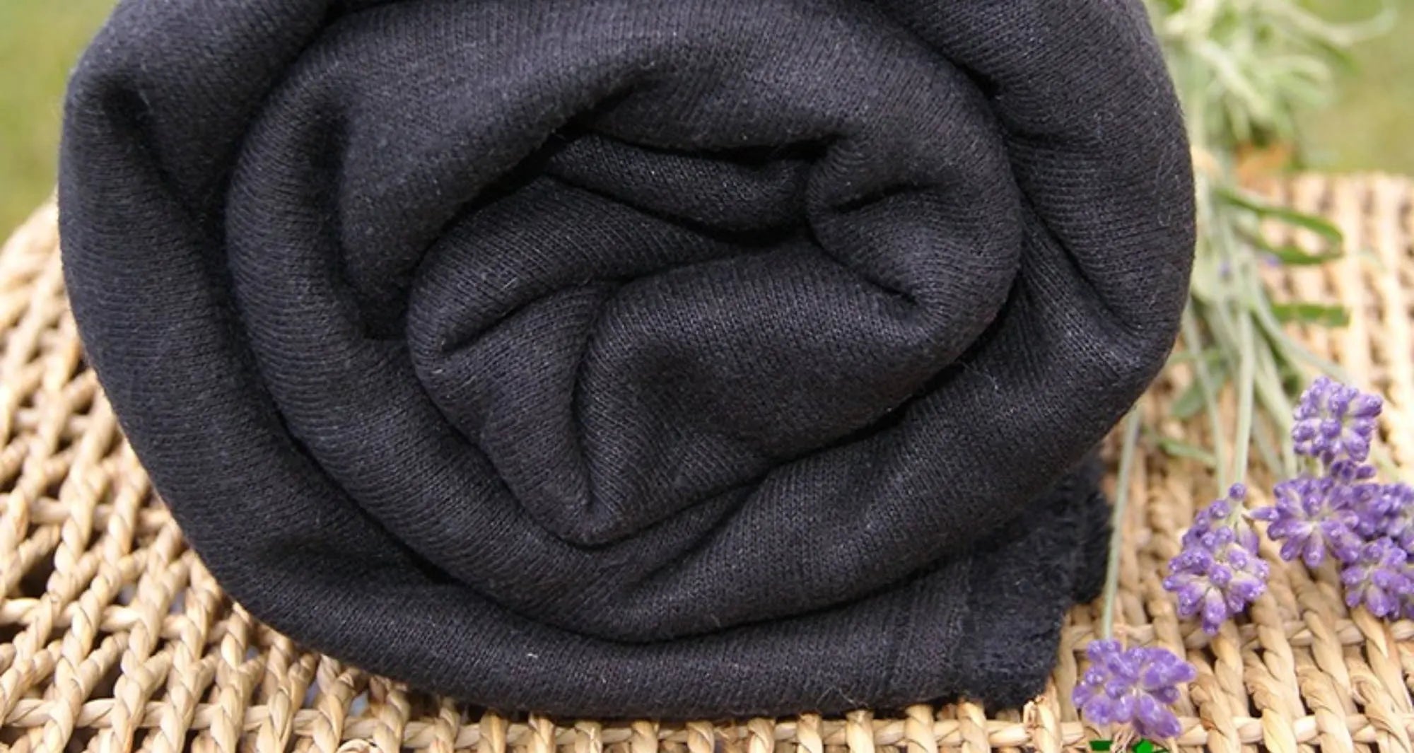 A black rolled kinderel organic fabric 