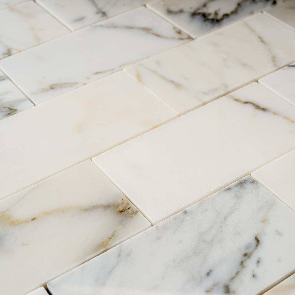 calacatta gold marble subway tile