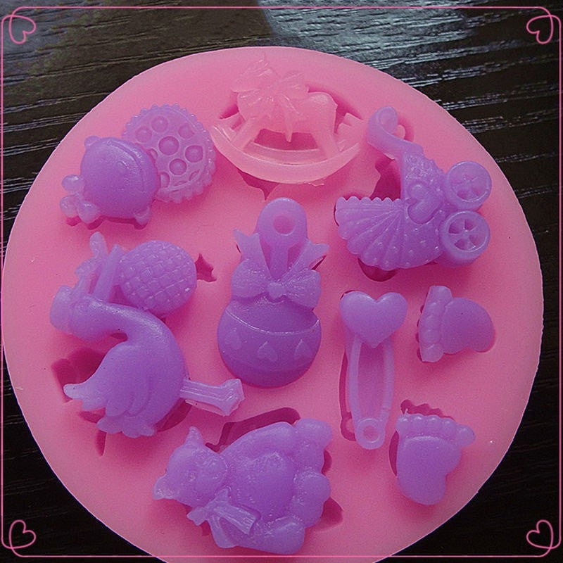 Baby Shower Party 3d Silicone Fondant Mold For Cake Decorating