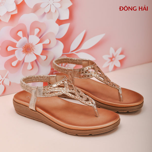 Giày sandal nữ đế bằng Đông Hải Zucia SHL32 vàng