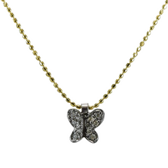 Diamond Butterfly Necklace in 18ct Yellow Gold 