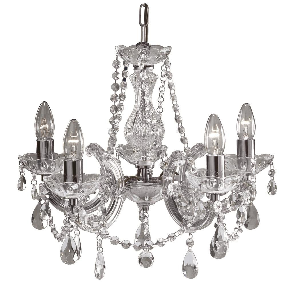 Searchlight 399-5 Marie Therese Chrome Crystal 5 Lamp Chandelier ...