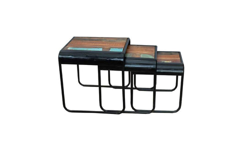 Ballina solid wood and metal nesting tables