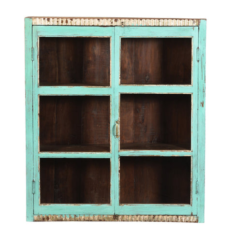 Sky blue wall glass cabinet 