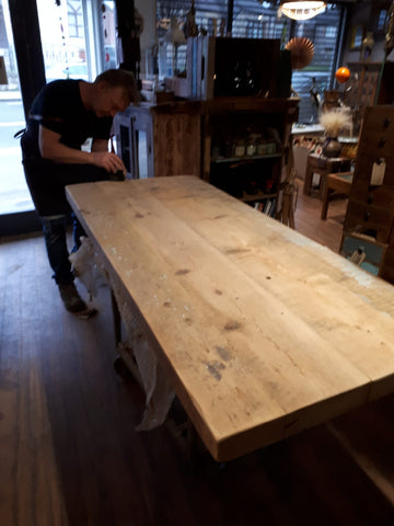 Natural handmade wooden table from reclaimed wood