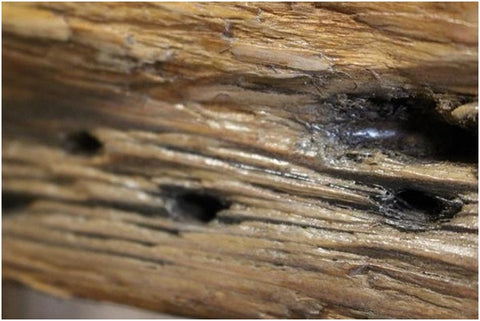 Extreme Close up of reclaimed wood used when making tables 