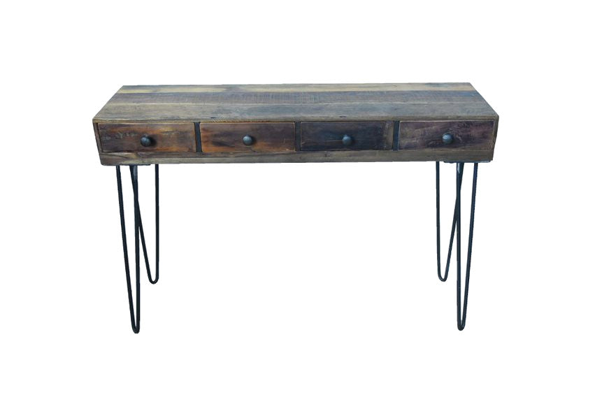 Hairpin Wooden Desk With Four Drawers Desks Consoles