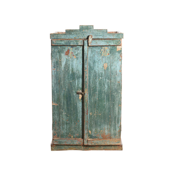 Small Two-Door Wooden Cabinet front view with closed double doors 