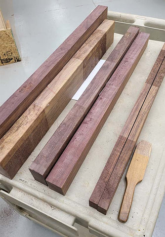 slabs of rosewood cut down into dulcimer sized pieces