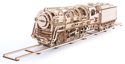 V-Express Steam Train With Tender Mechanical Wooden Model