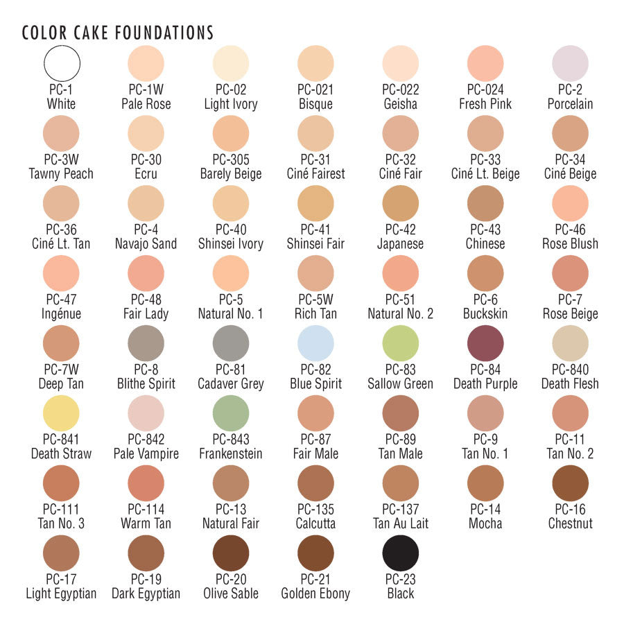 Ben Nye Creme Foundation Color Chart