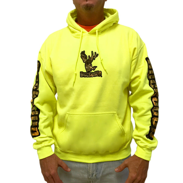 Bucked Up | BuckedUp Pullover Hoodie Safety Green with Black Camo Logo ...