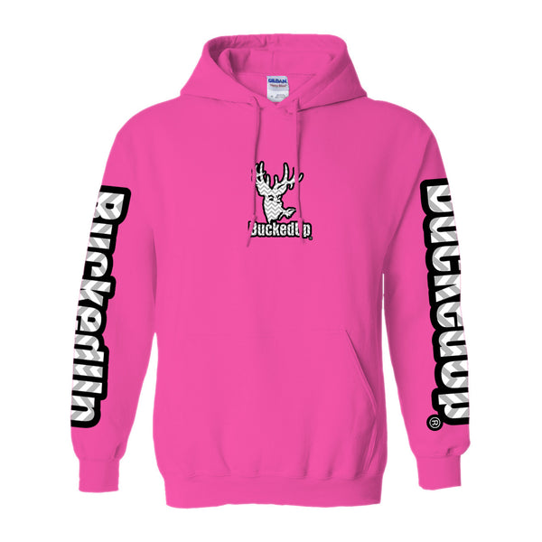 Bucked Up | BuckedUp Pullover Hoodie - Safety Pink with Chevron Logo ...