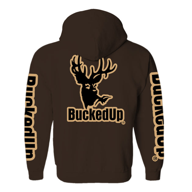 Bucked Up | BuckedUp Pullover Hoodie - Chocolate with Tan Logo ...