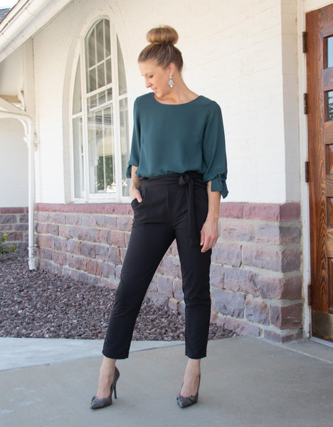 high waisted dress pants with tie