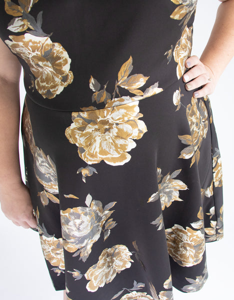 black and gold floral dress