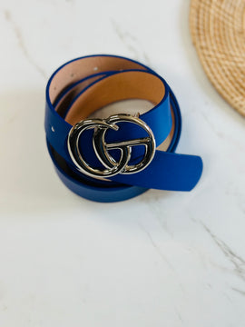 Double G Silver Belt - Royal Blue