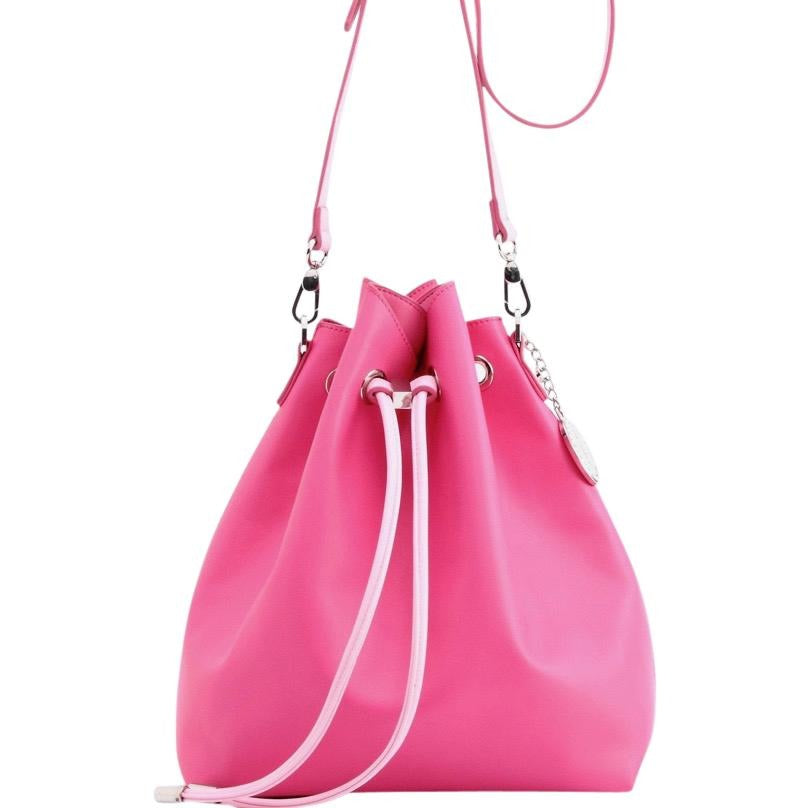 light pink bucket bag