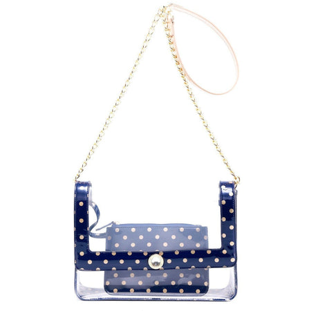 Chrissy Medium Clear Game Day Handbag - Navy Blue and Gold