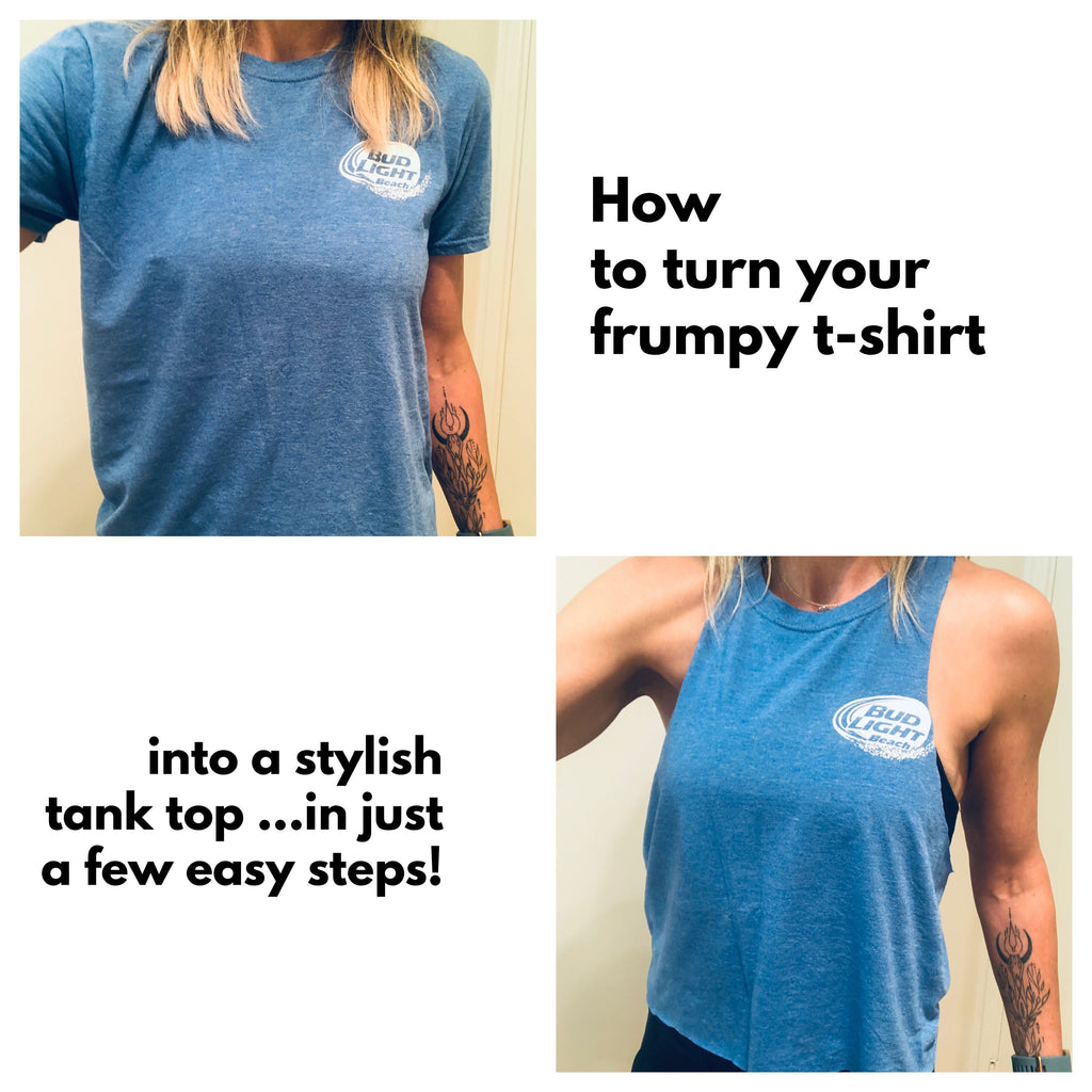 How to turn your frumpy t-shirt a stylish tank top...in just a – Pepper Swimwear