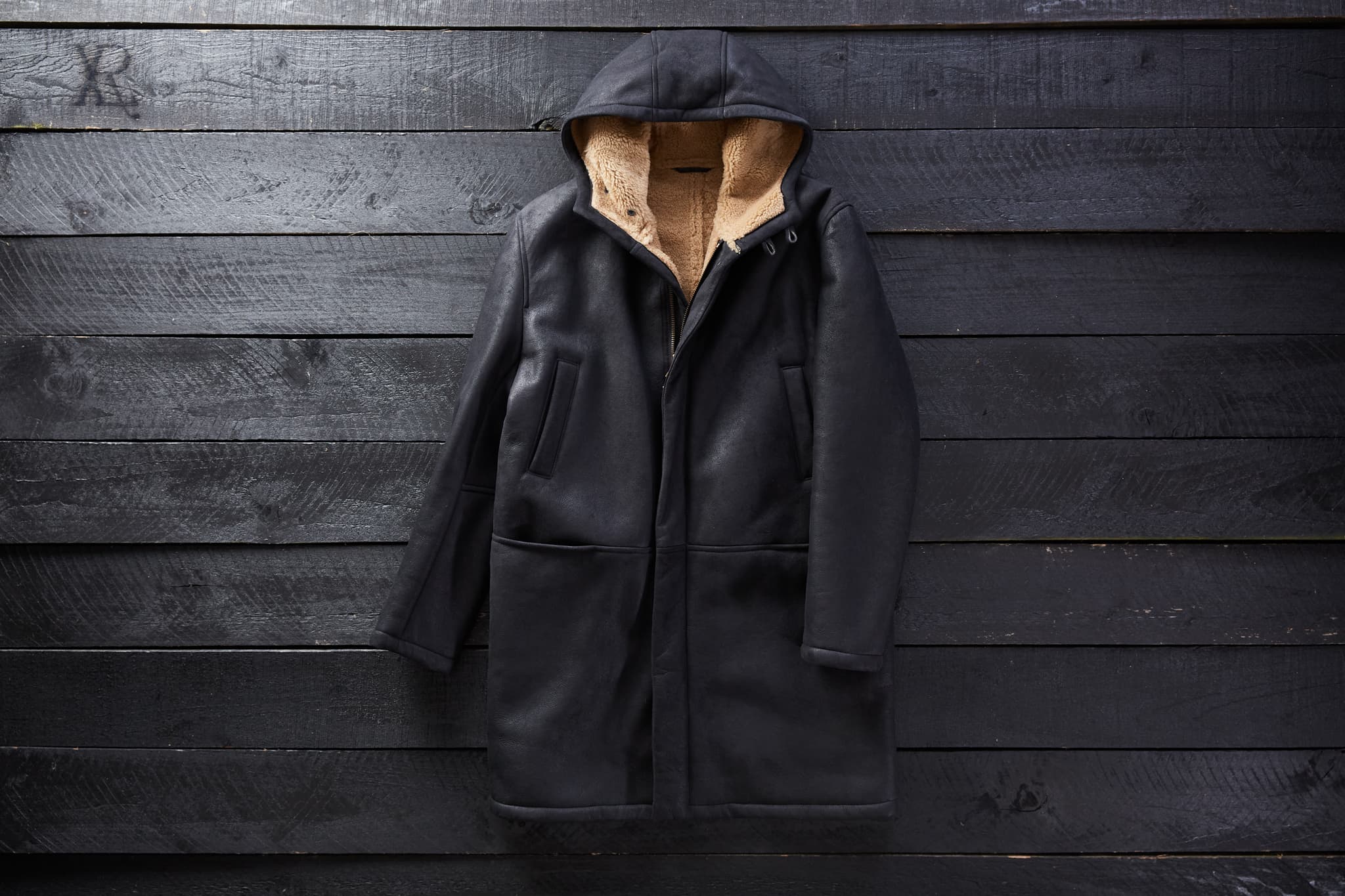 Division Road Cromford Black Shearling Parka