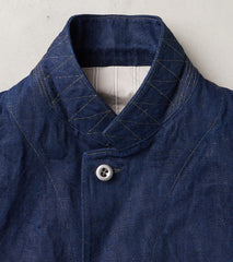 Division Road English Dress Work Vest - Natural Indigo Linen/Cotton Selvedge Denim & Desert Camo