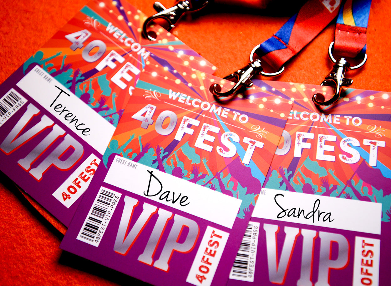 40th birthday party favours accessories festiva vip pass lanyards