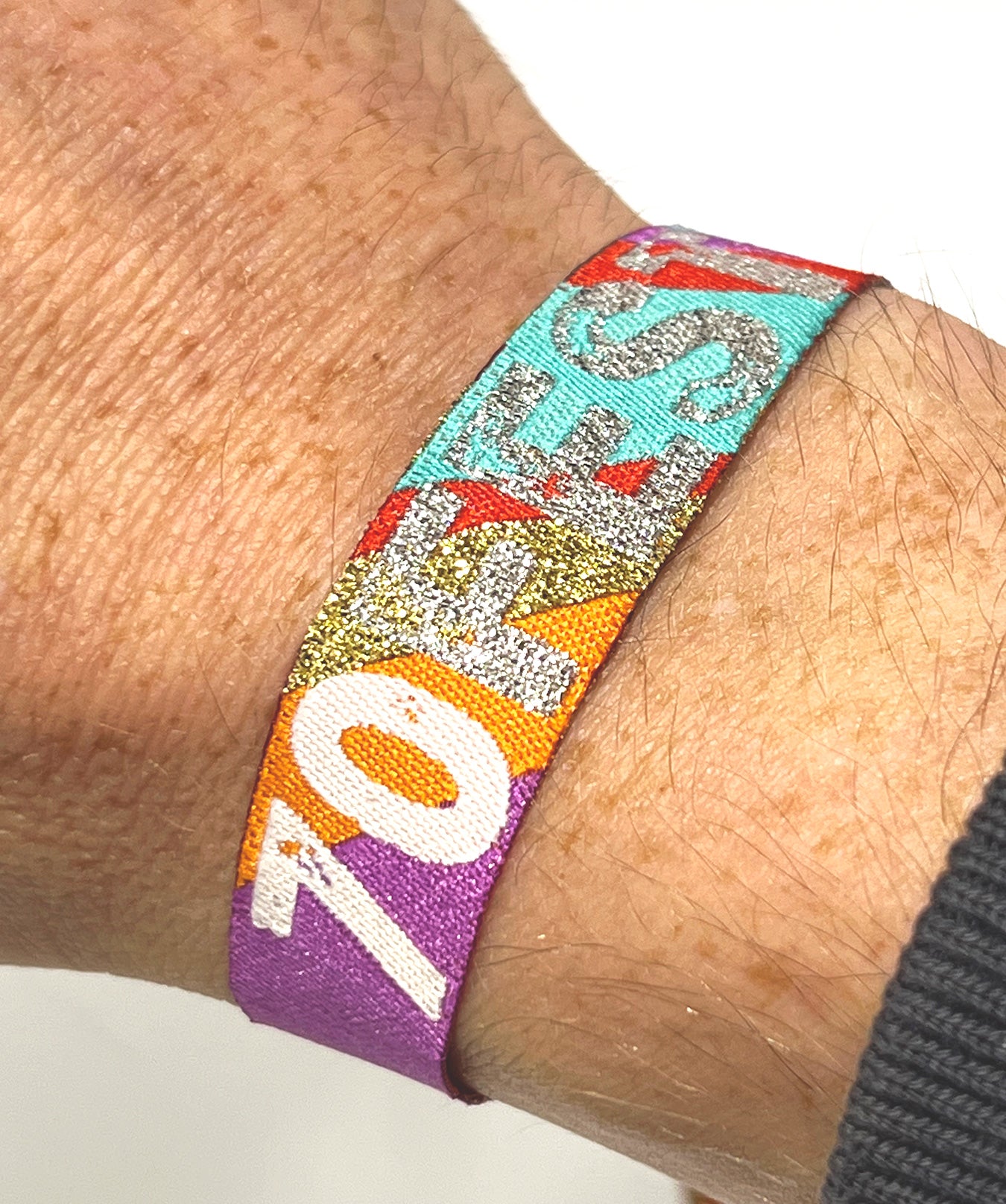 70fest festival 70th birthday wristband displayed on wrist