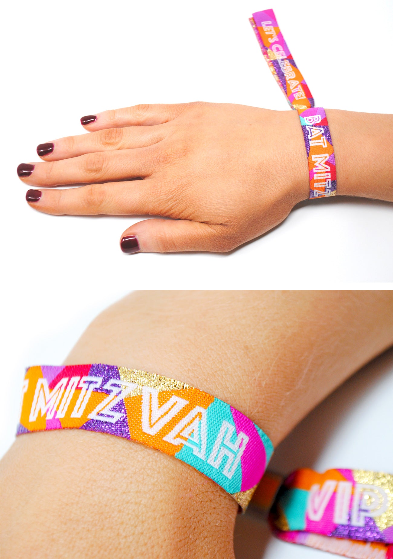 festival theme bat mitzvah party wristbands