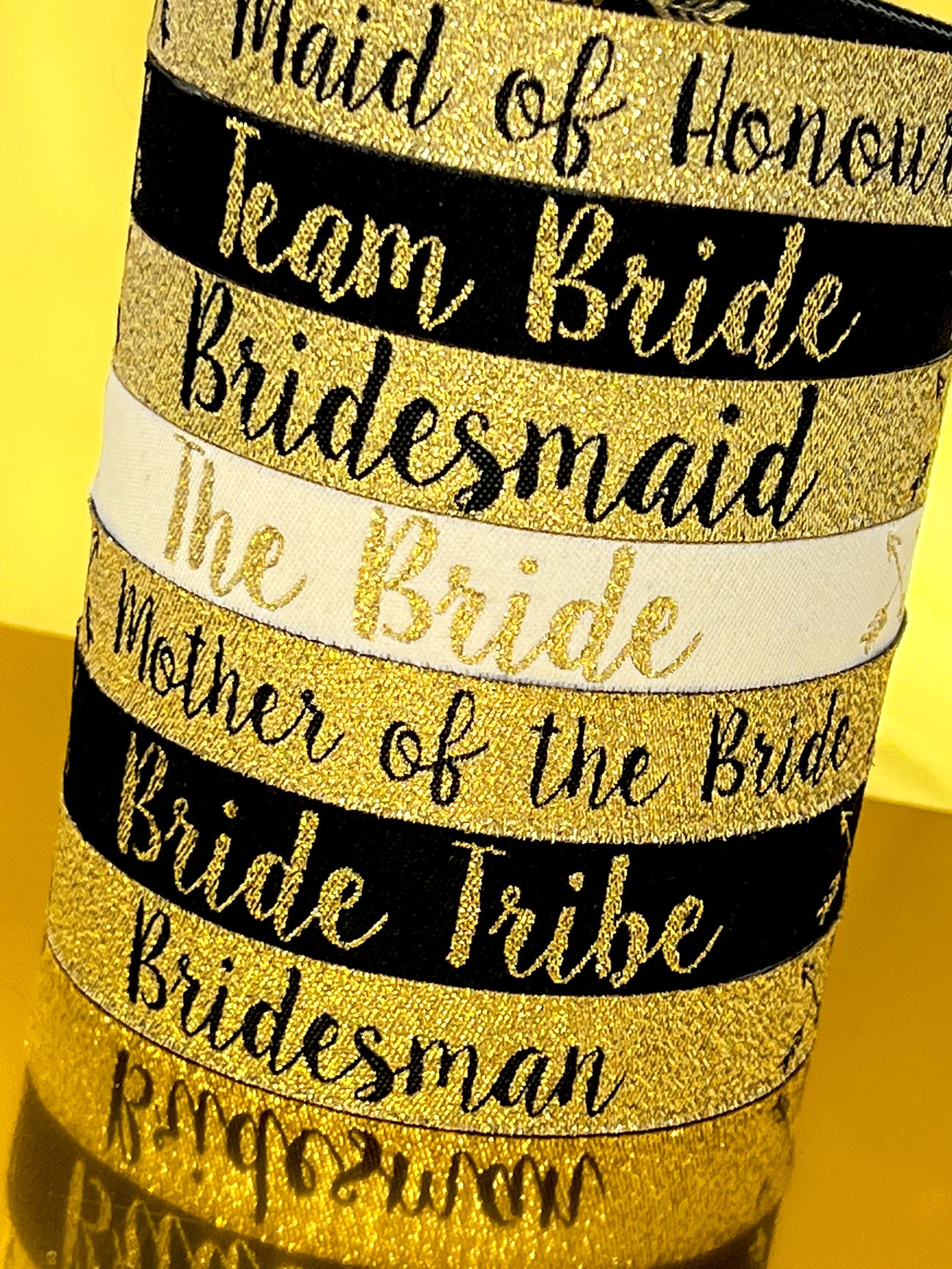 black gold hen party wristbands team bride tribe collection