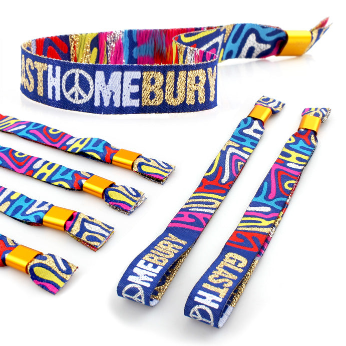 glasthomebury festival at home party wristbands