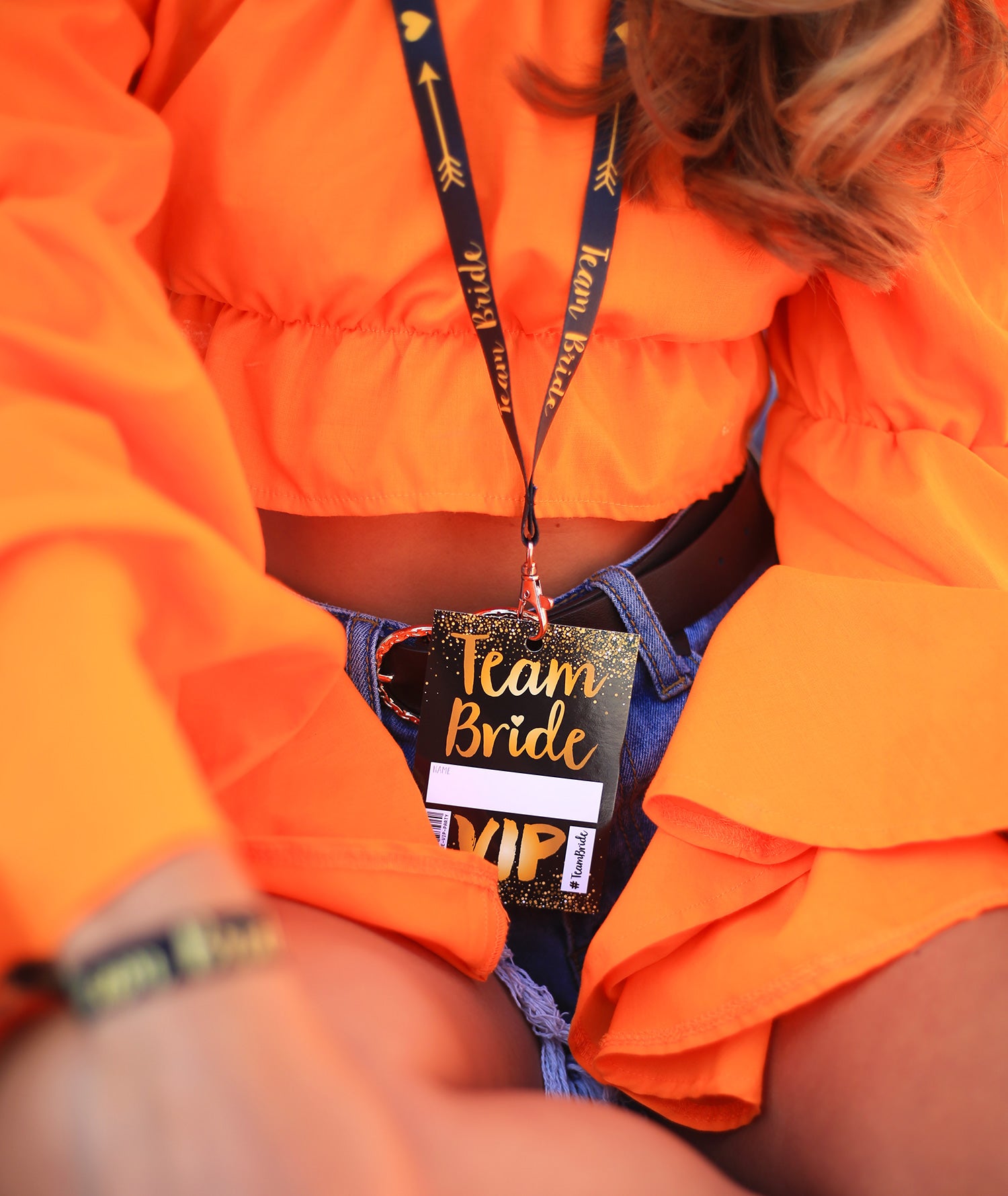 TEAM BRIDE HEN PARTY LANYARD BLACK AND GOLD