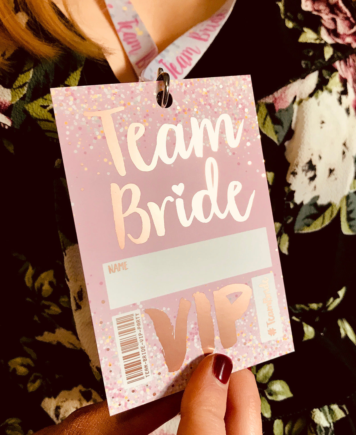 rose gold team bride hen party vip pass lanyards