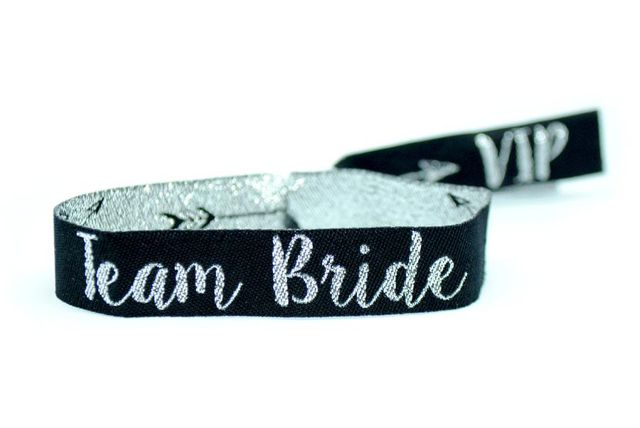 team bride silver black bachelorette party wristband