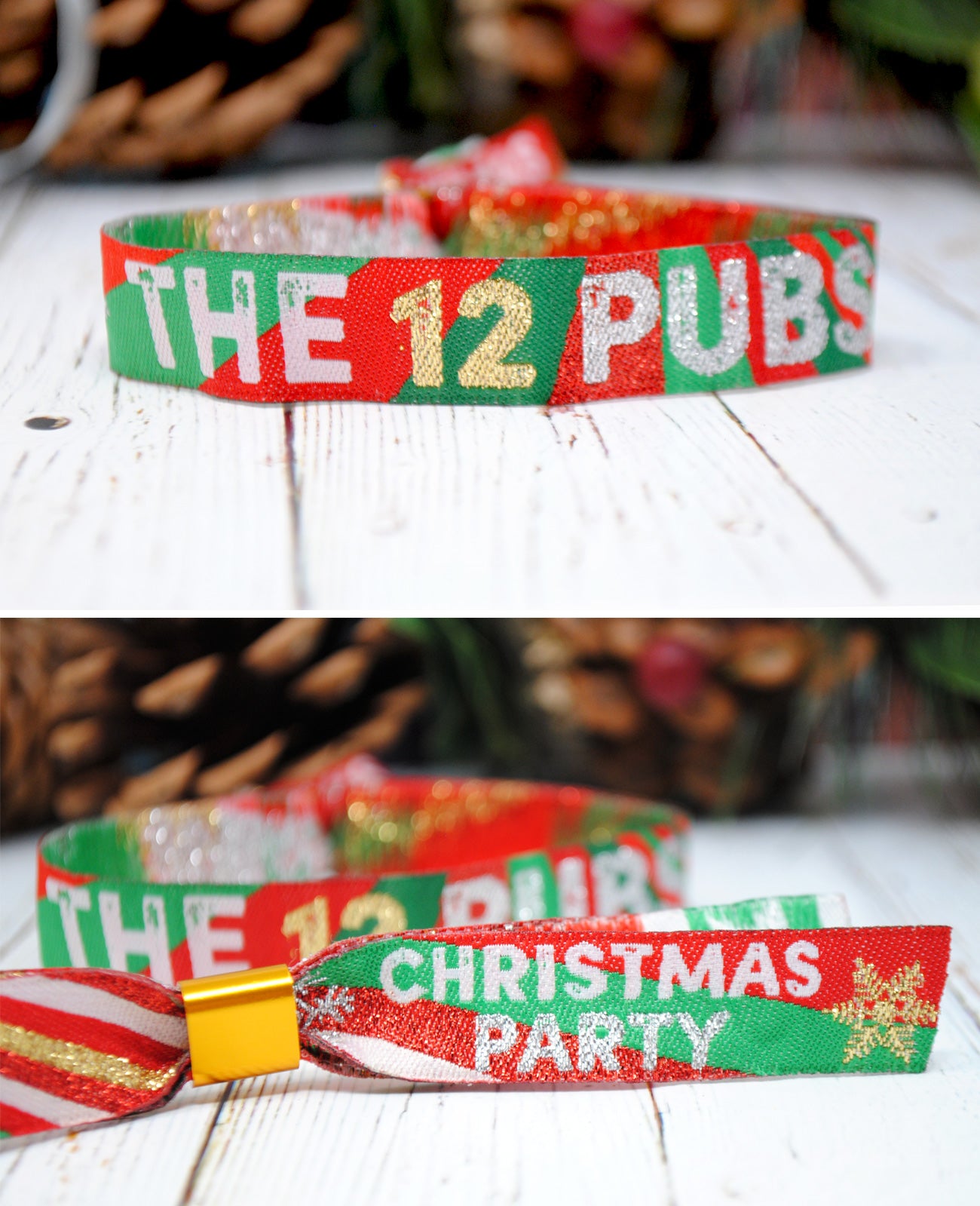 the 12 pubs christmas party wristbands