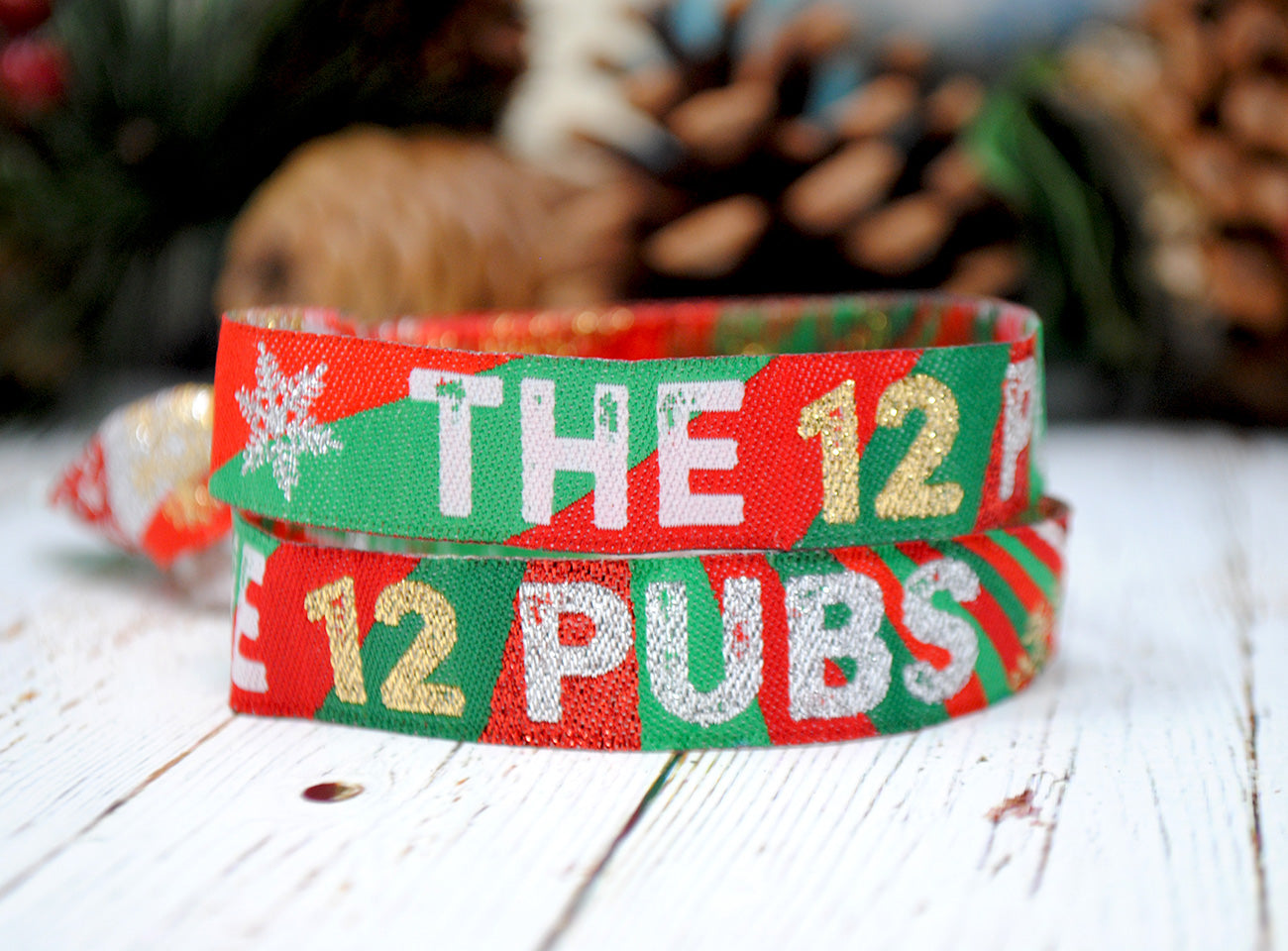 the 12 pubs christmas party pub crawl wristbands