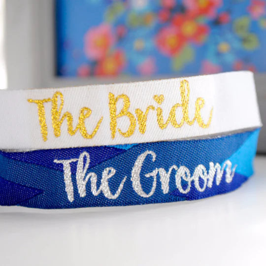 the groom and the bride hen stag wedding wristband favours