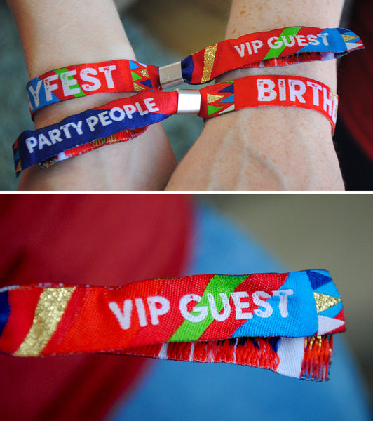 festival themed birthday party wristbands