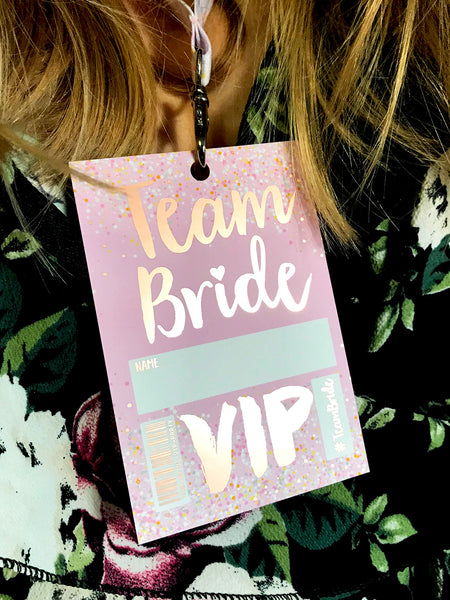 Team Bride Rose Gold Vip Lanyard Pass Hen~bachelorette Party Favours Hen Party Wristbands 6275