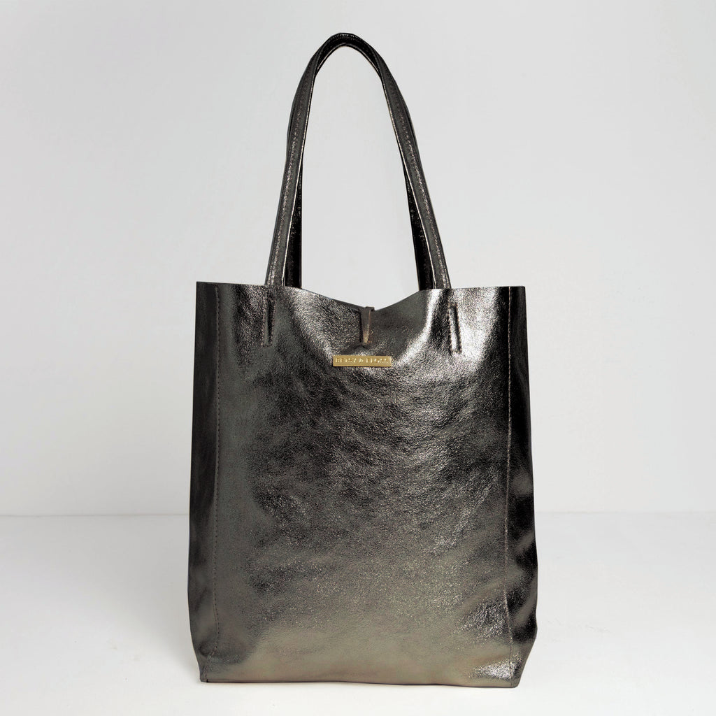 Milan Soft Leather Tote Bag In Dark Taupe, B & Floss