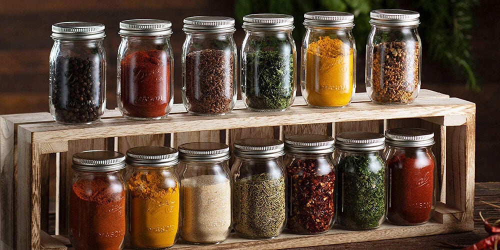 Mason jars for herbs and spices
