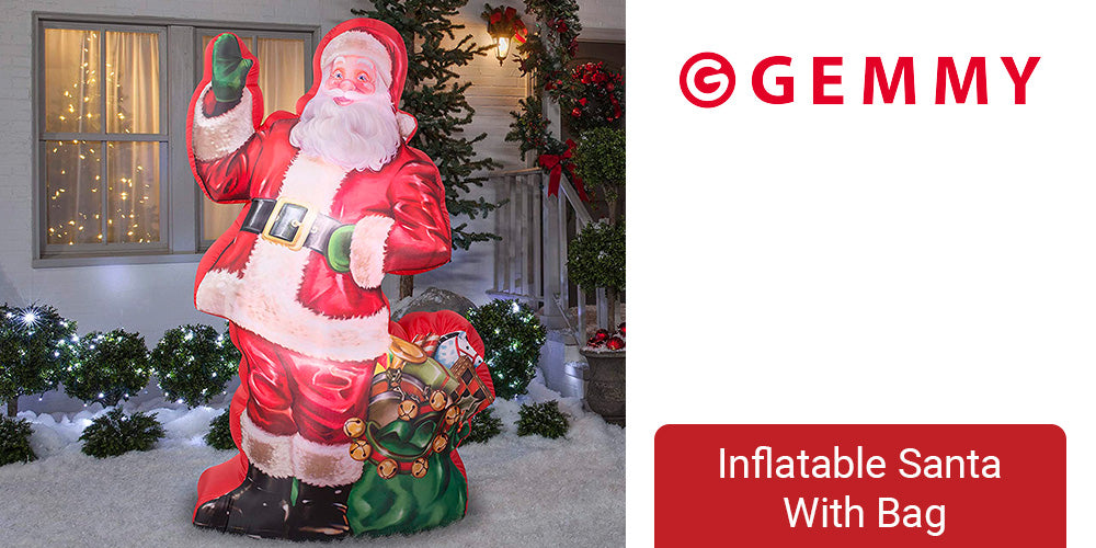 7' Inflatable Santa With Bag 