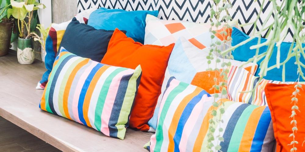 Colorful pillows for outdoor decoration