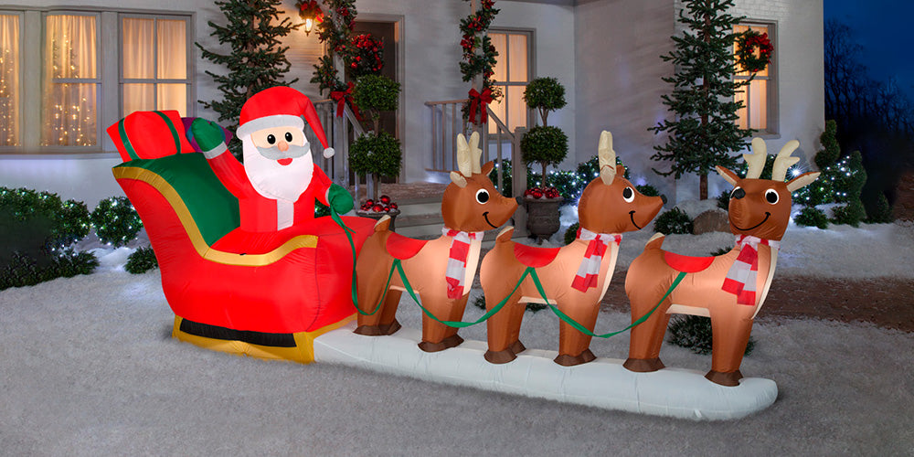 5' Inflatable Santa Sleigh With Reindeer 