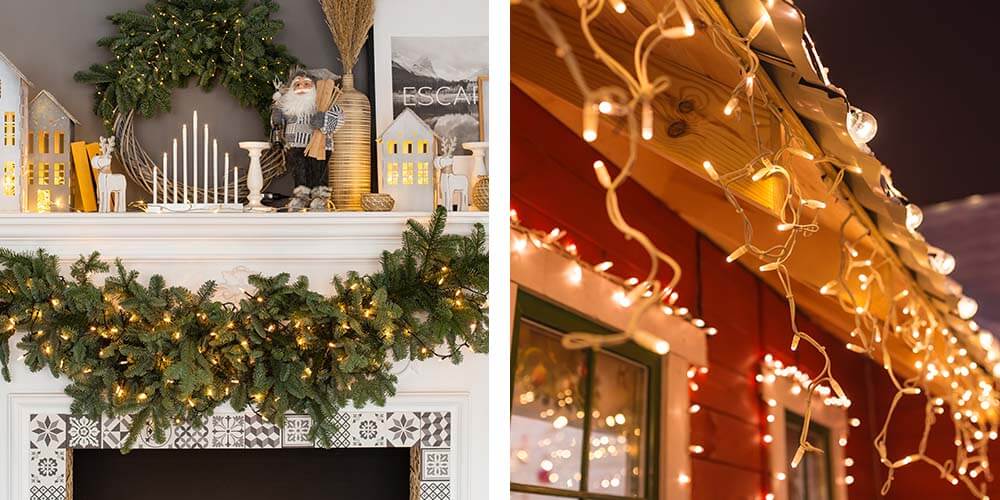 Add Warmth to Your Fireplace Mantel With Micro Lights or Use Icicle Lights To Create a Magical Scene