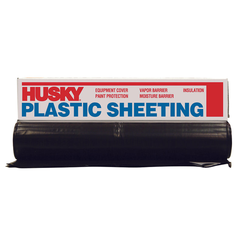 Husky Black Polyethylene Plastic Sheeting 100 L ft. x 8 W ft. x 4 mil Thick