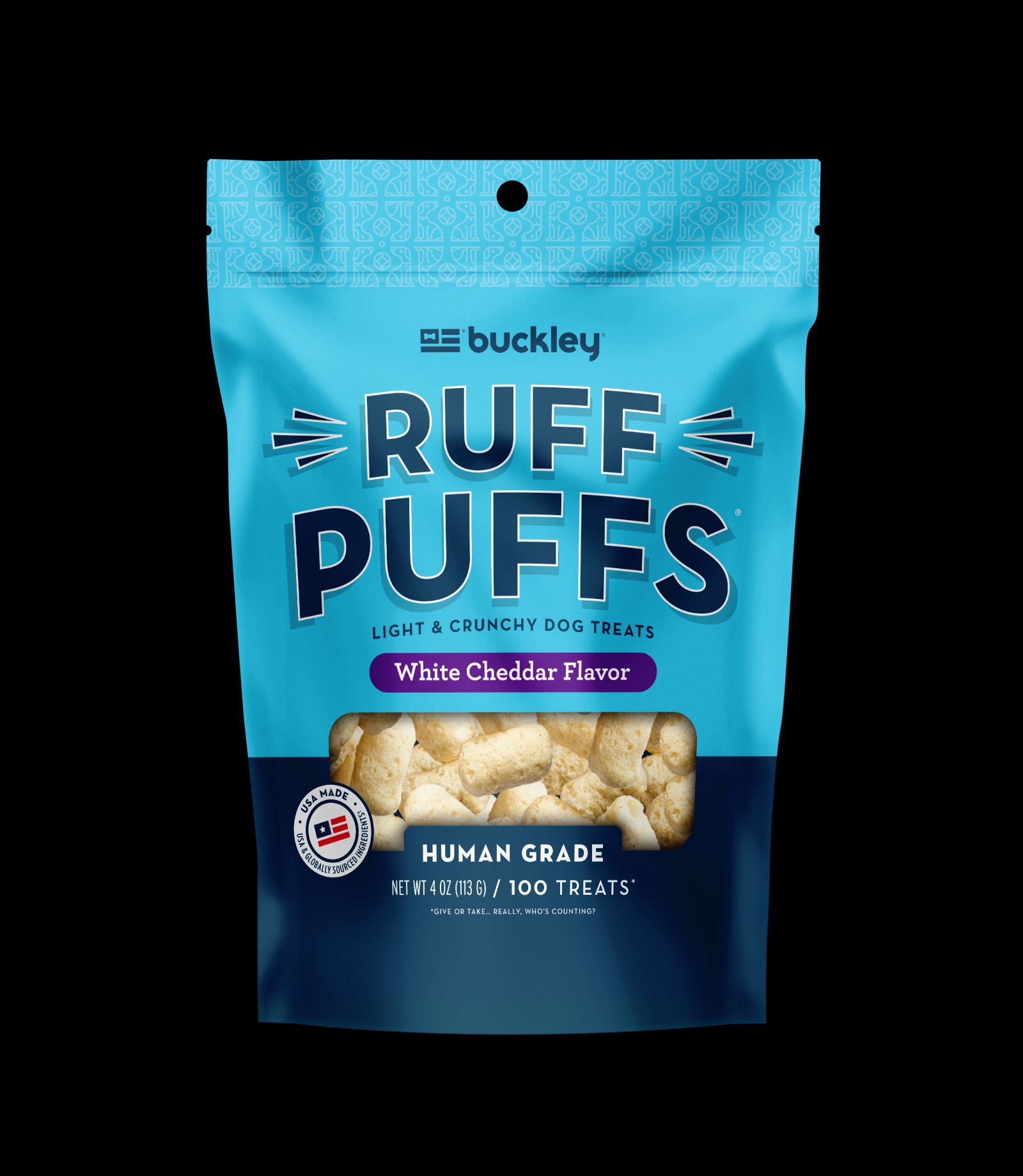 Buckley Ruff Puffs White Cheddar Flavor Dog Treats 4 oz. | Max Warehouse