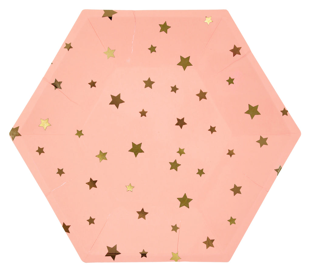 pink star paper plates