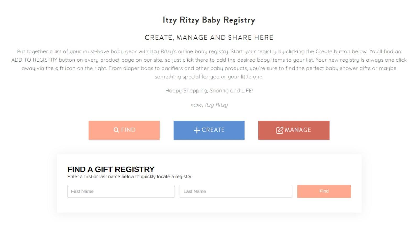 Itzy Ritzy Baby Registry